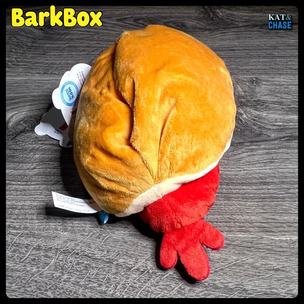 NWT Bark Box Frank Flirter L Dog Toy Large Barkyard BBQ Crinkle Squeak Hot Dog